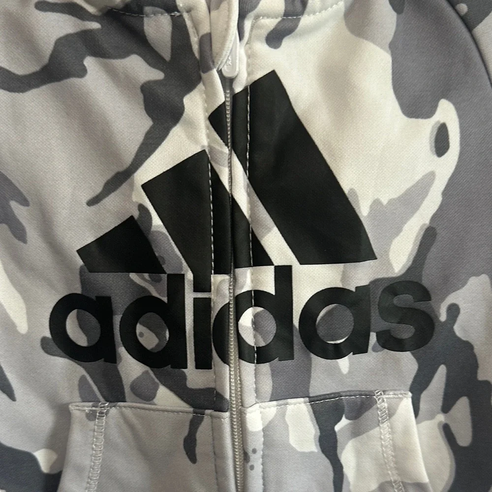 Adidas Black and Gray Camo Infant Hoodie Jumpsuit